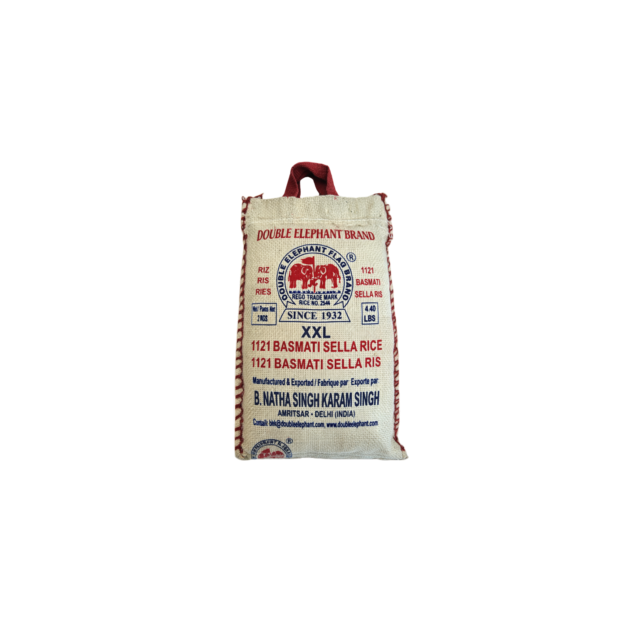 Double Elephant basmatiris 1121 Sella indisk 2 kg – premium parboileret basmati