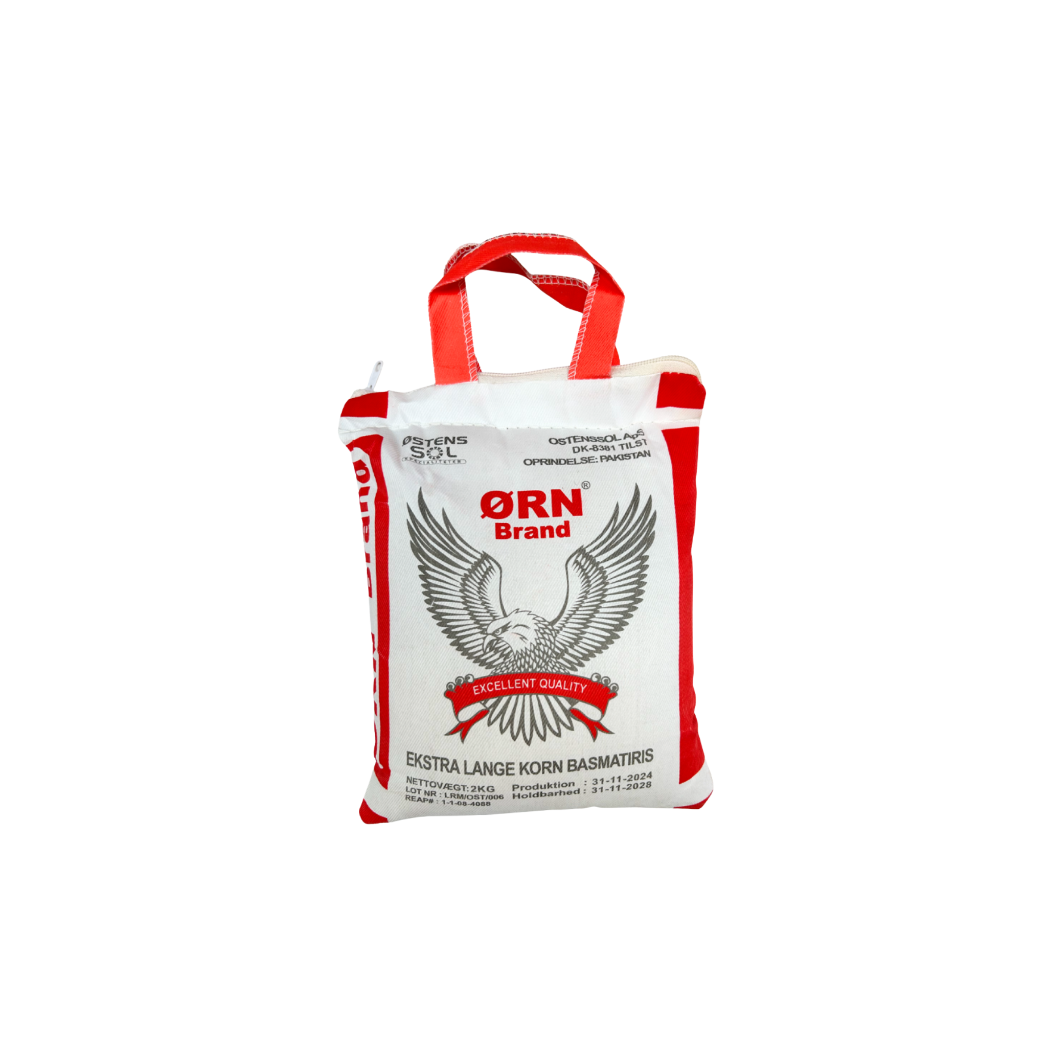 Ørn Brand basmatiris Golden Creamy Sella 2 kg – parboileret basmati i hvid og rød pose