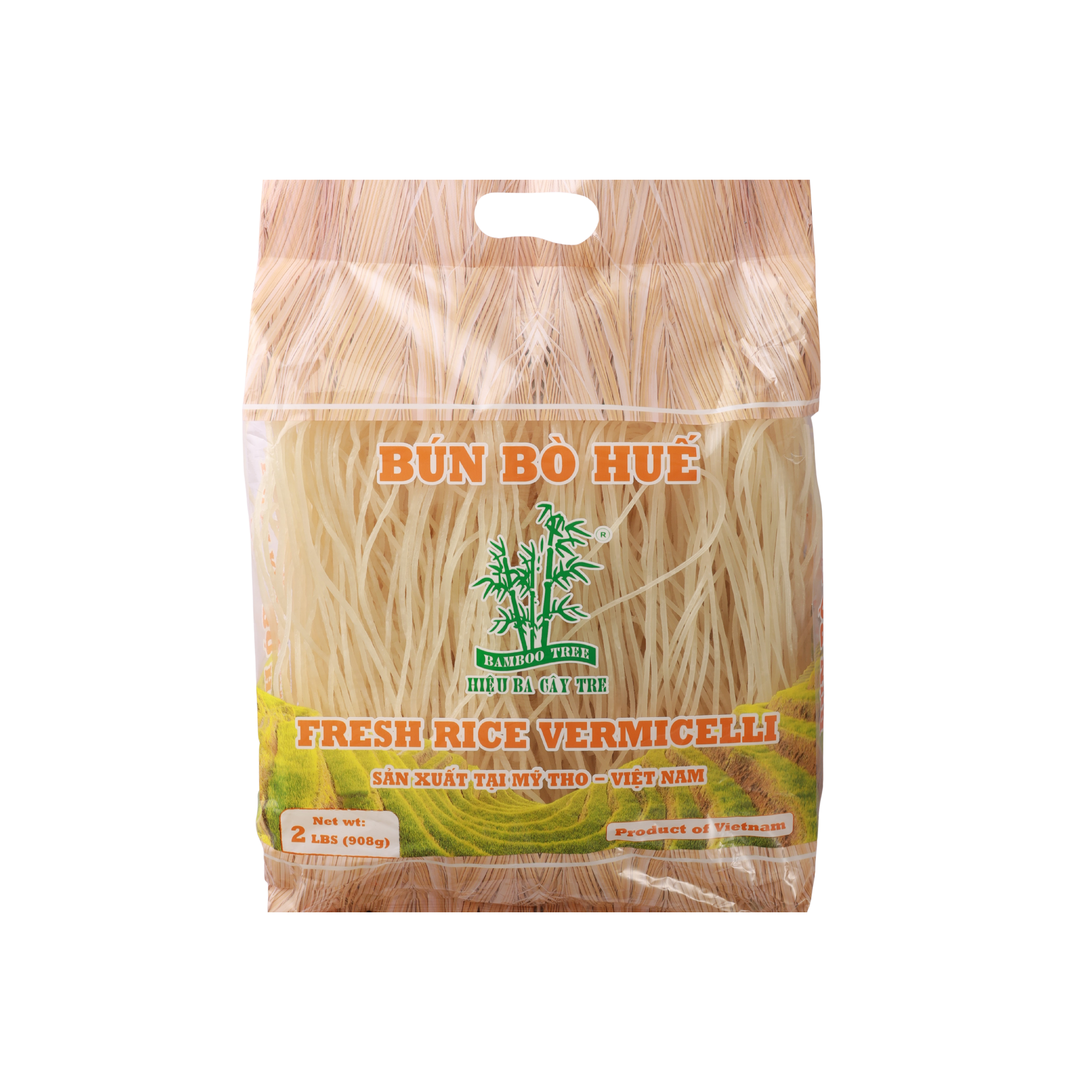 Bamboo Tree Bun Bo Hue Risnudler 908 g – vietnamesiske tykke risnudler i klar plastpose