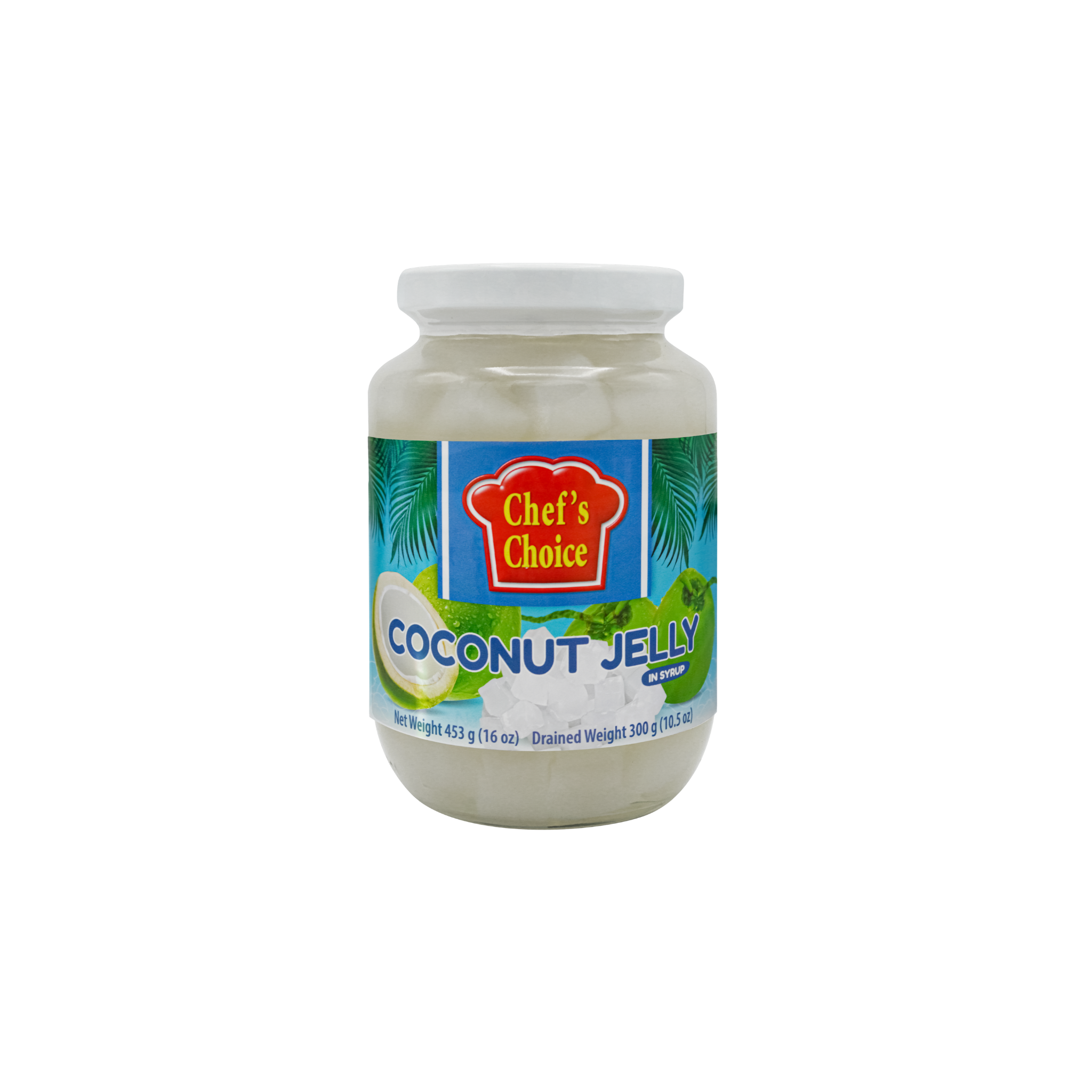 Chef's Choice Kokosgelé i Sirup 453g – nata de coco fra Thailand til bubble tea, desserter og drikke