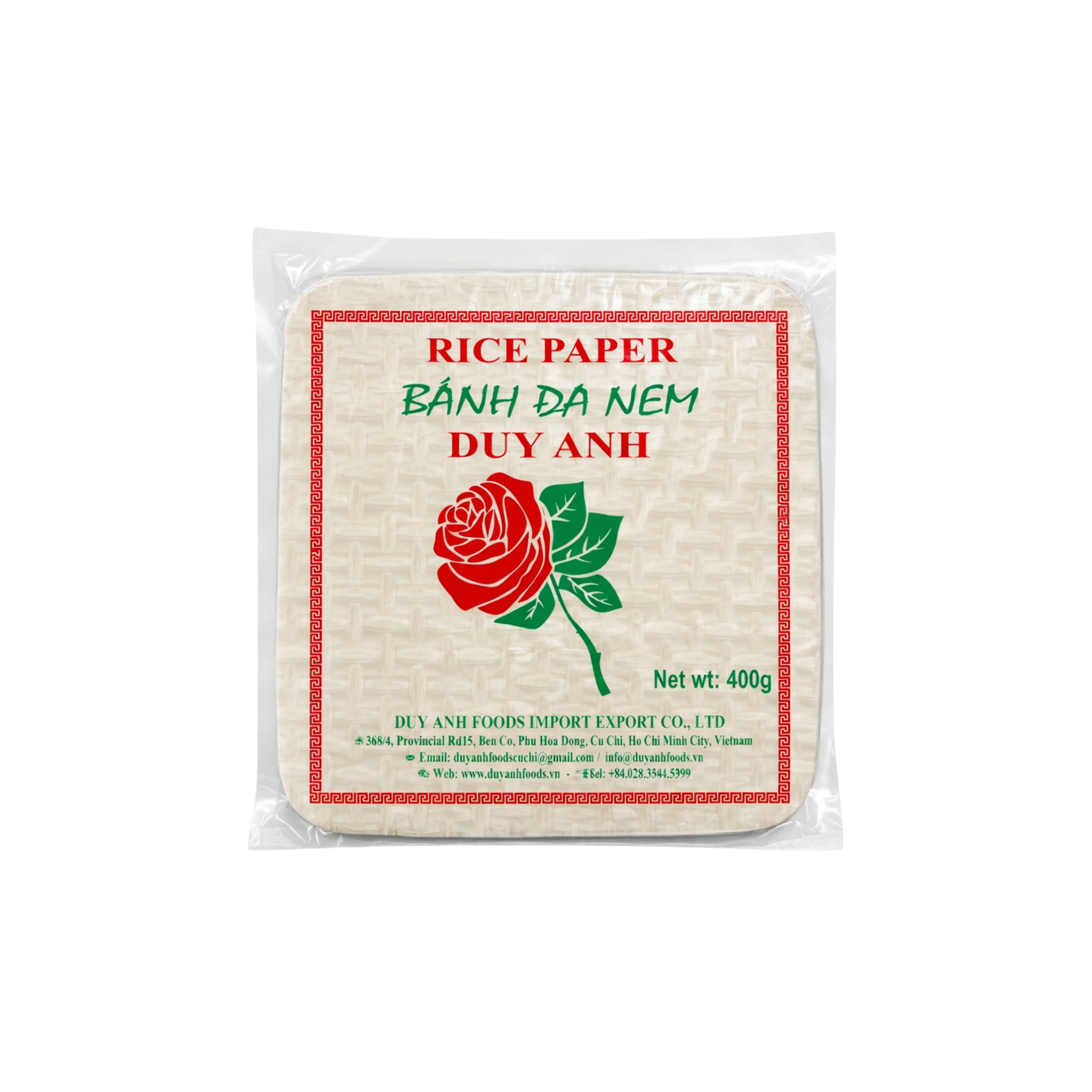 Duy Anh Rispapir 22 cm Bánh Đa Nem 400 g – kvadratisk vietnamesisk rispapir til nem, forårsruller og sommerruller