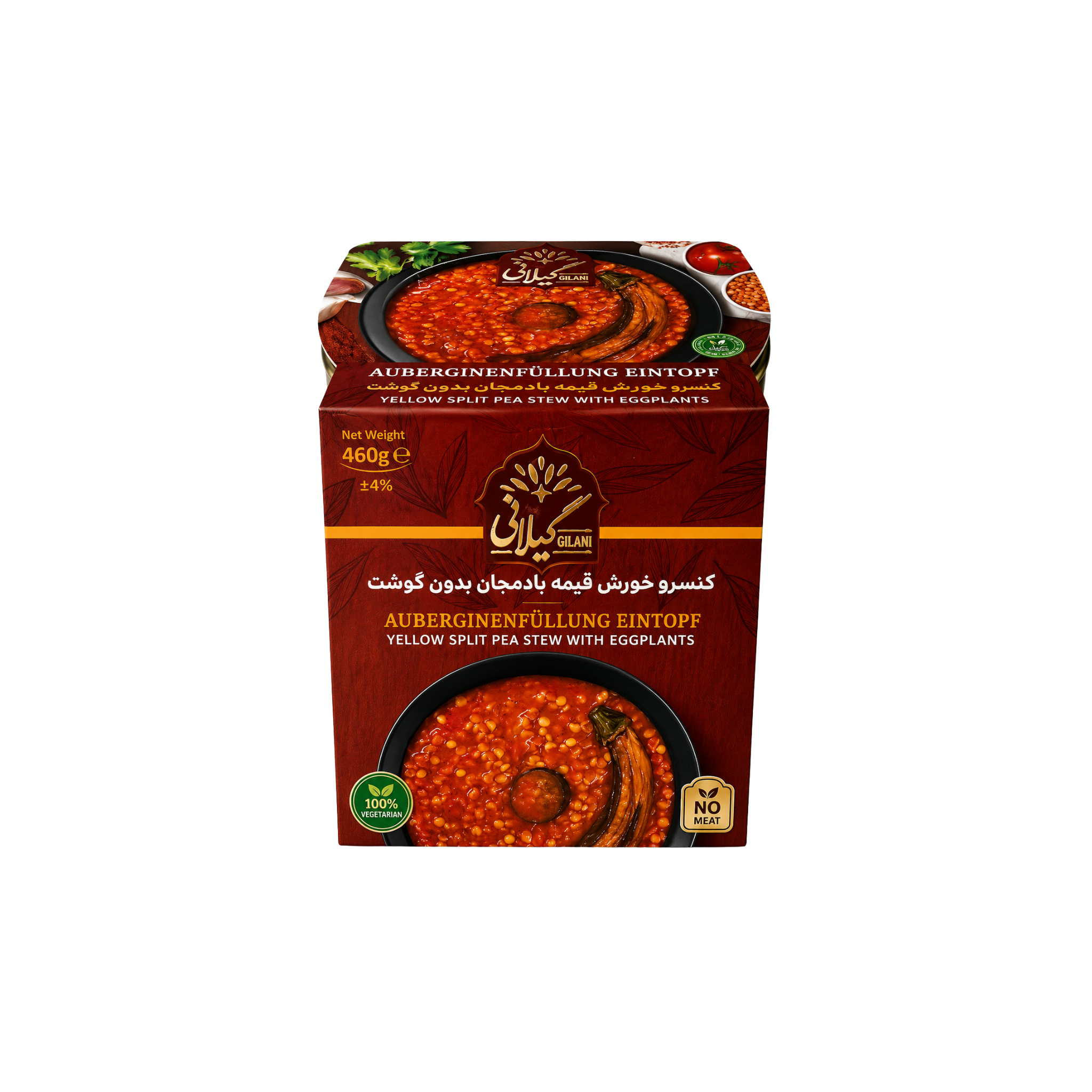 Gilani Ghimeh Bademjan 460g – iransk vegetarisk gryderet med flækærter og aubergine