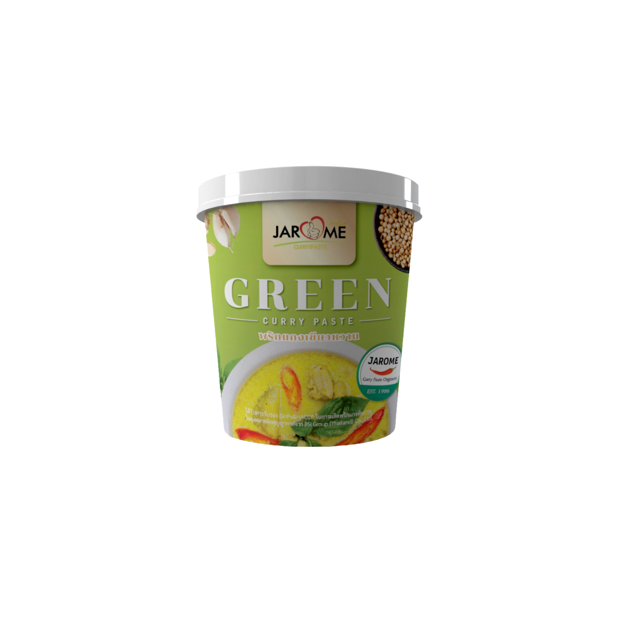 Jarome grøn karrypasta 400 g – thailandsk green curry paste i grøn bøtte