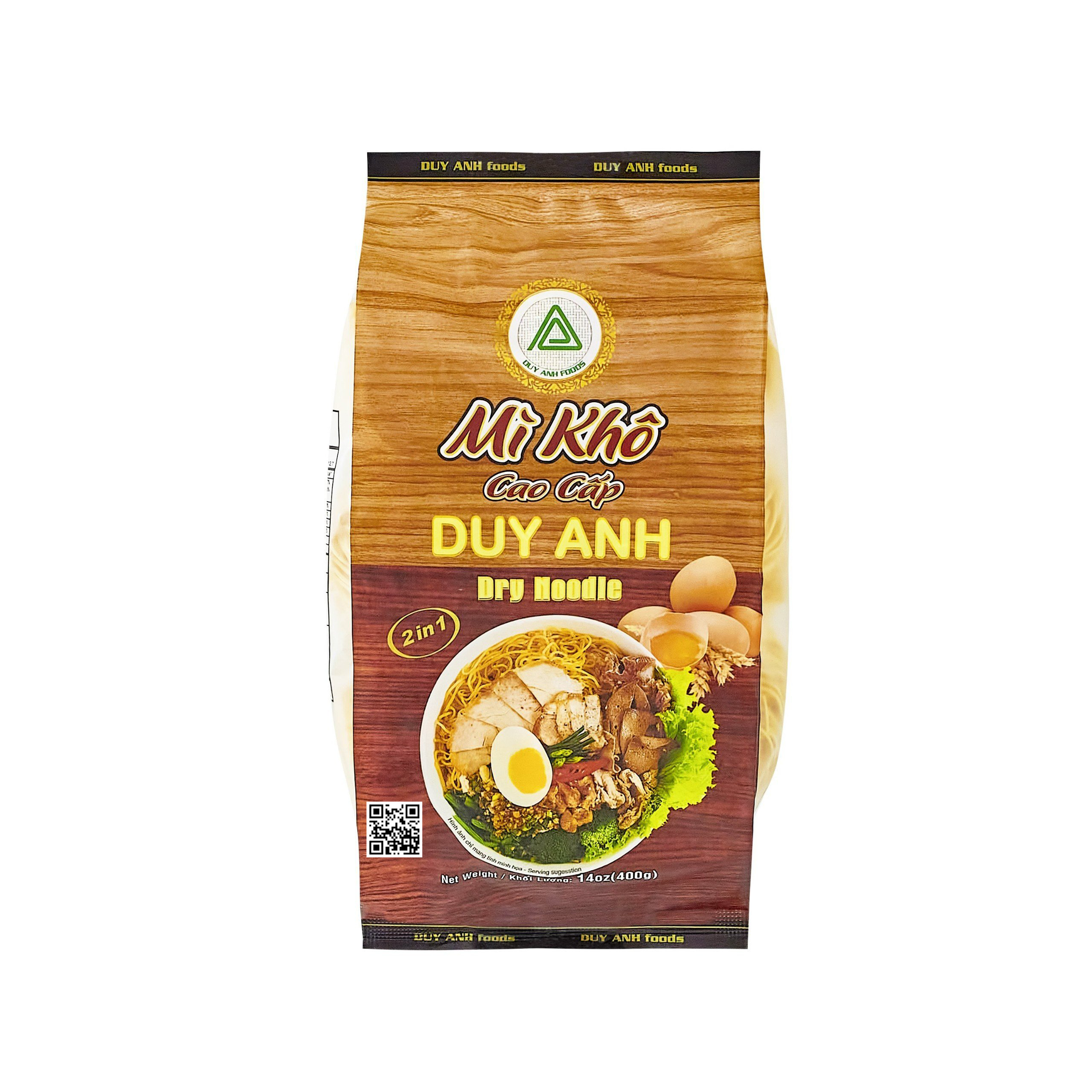 Duy Anh hvedenudler Mi Kho Cao Cấp 400 g – vietnamesiske tørre hvedenudler i brun pose