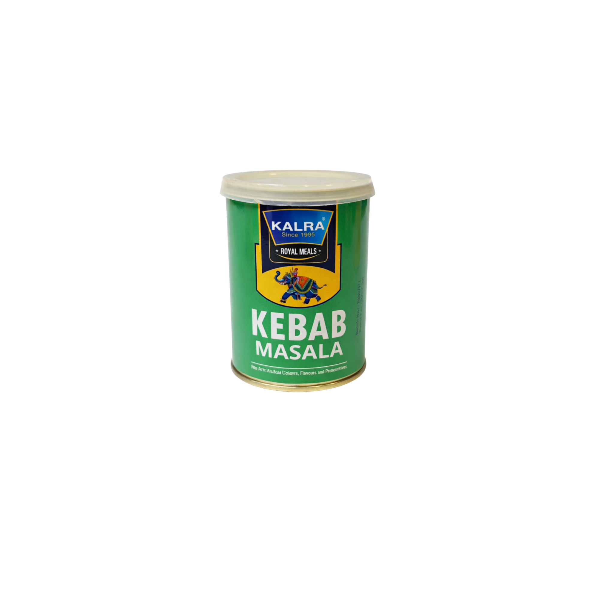 Kalra Royal Meals Kebab Masala 100g – indisk krydderiblanding i grøn dåse til hjemmelavede kebab uden kunstige tilsætningsstoffer