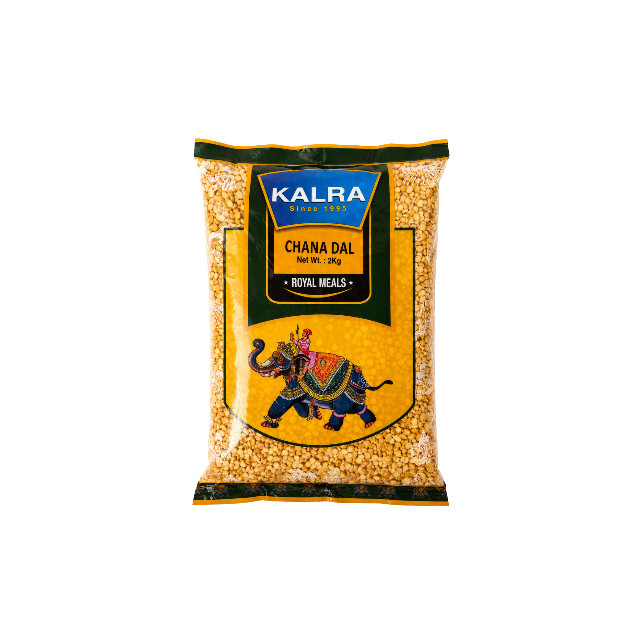 Kalra Chana Dal 2kg – splittede sorte kikærter i gul pose til indisk dal og madlavning