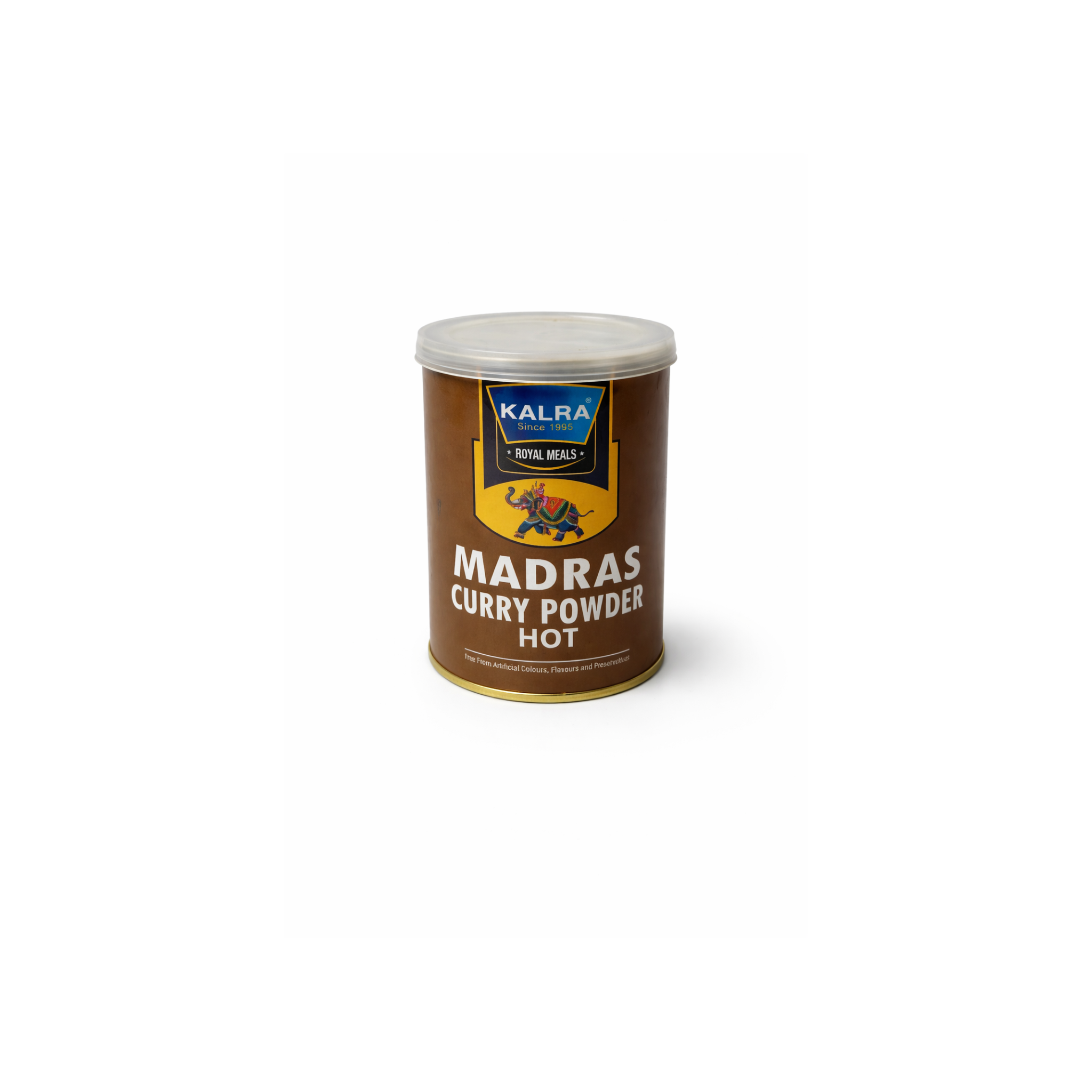 Kalra Royal Meals Madras Curry Powder Hot 100g – stærk indisk karrypulver i brun dåse uden kunstige tilsætningsstoffer