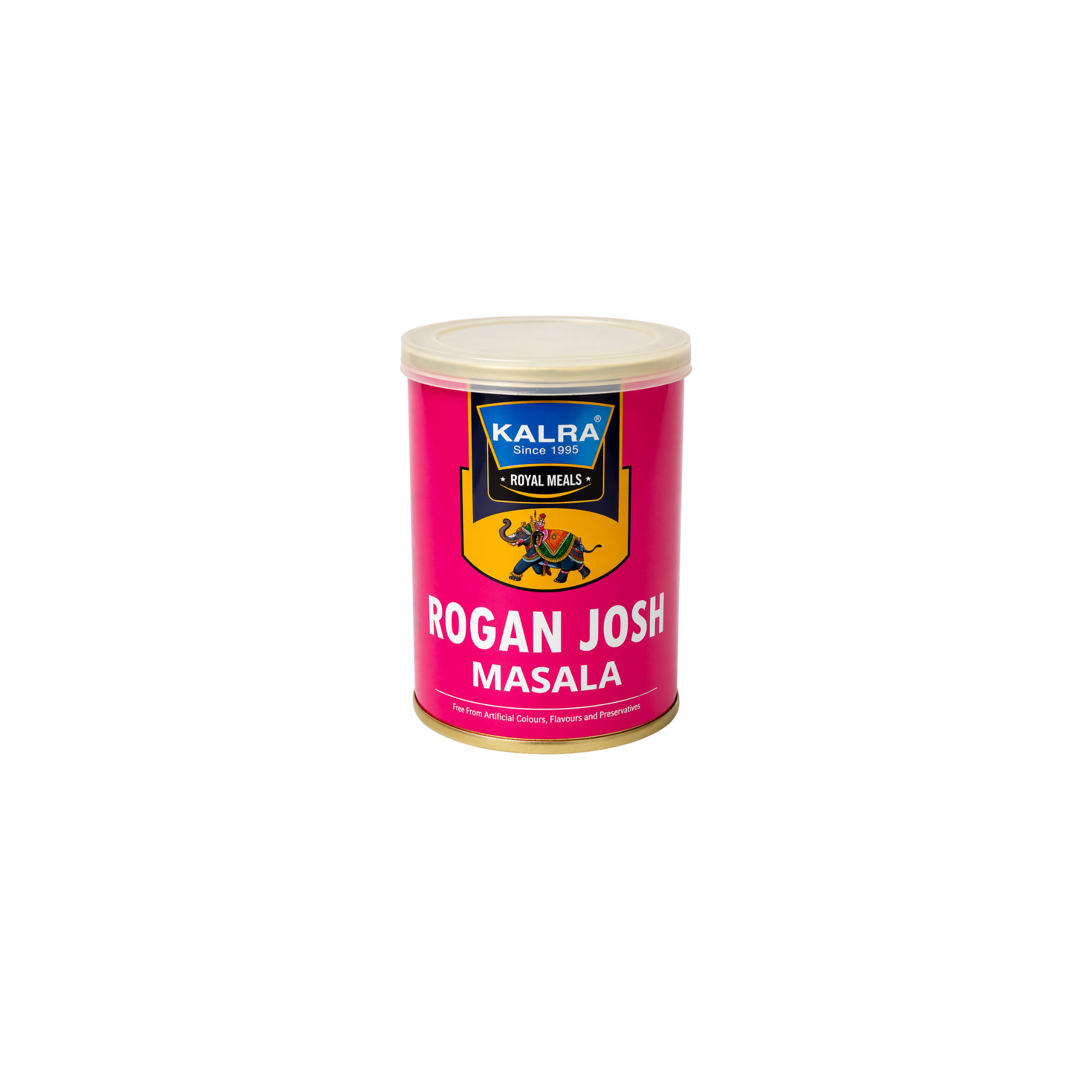 Kalra Royal Meals Rogan Josh Masala 100g – indisk krydderiblanding i pink dåse til kashmirsk lammeret uden kunstige tilsætningsstoffer