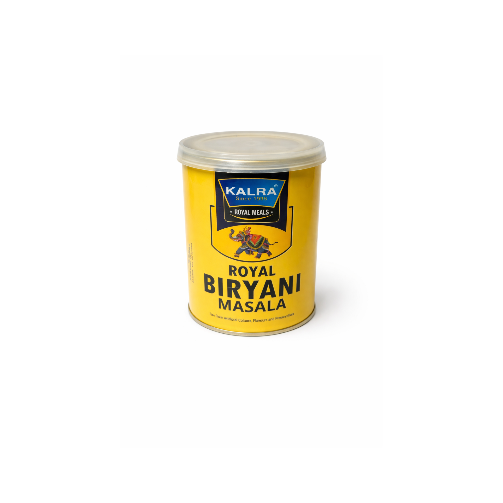Kalra Royal Biryani Masala 100g – indisk krydderiblanding i gul dåse med 16 krydderier uden kunstige tilsætningsstoffer