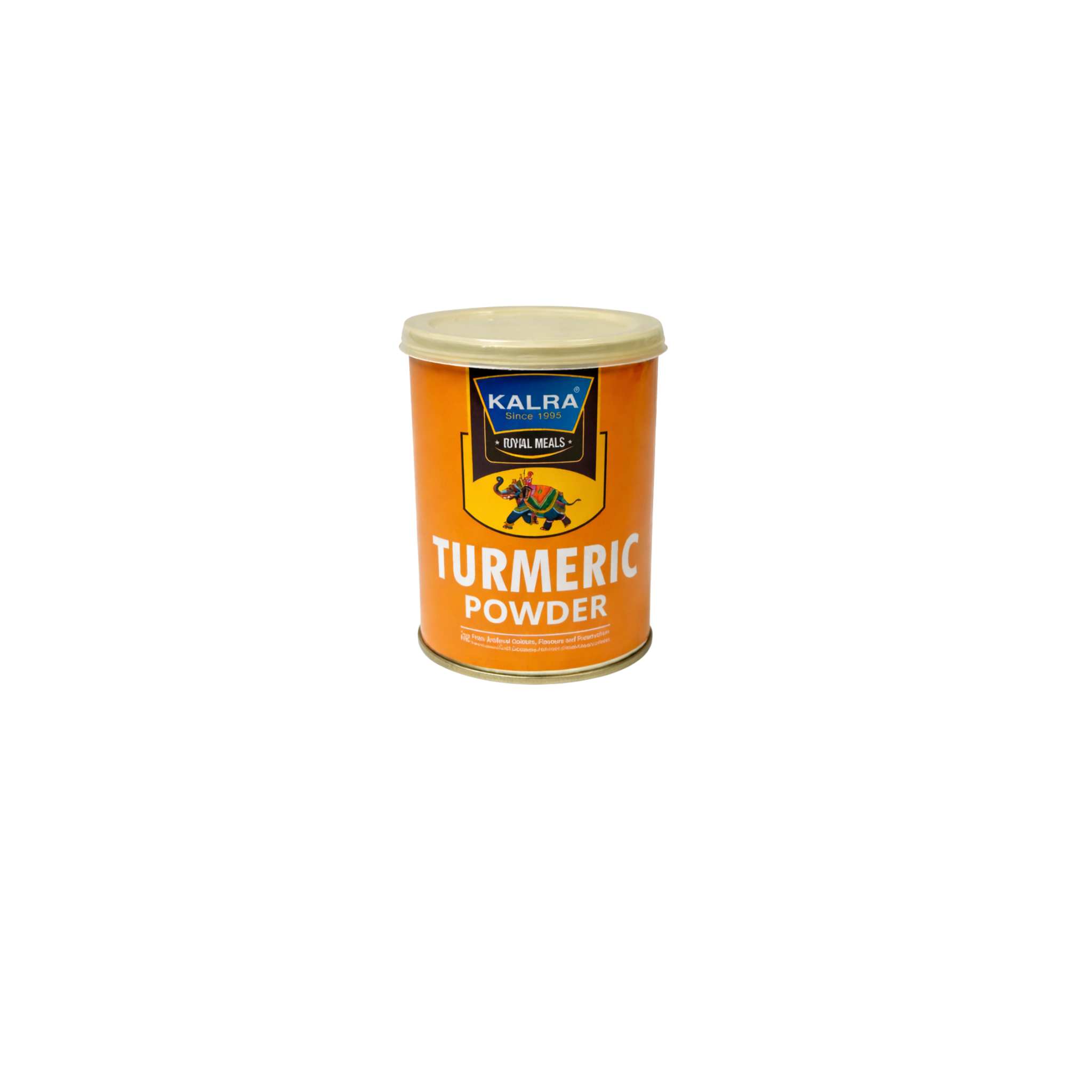 Kalra Royal Meals Turmeric Powder 100g – rent gurkemejepulver i orange dåse uden kunstige tilsætningsstoffer
