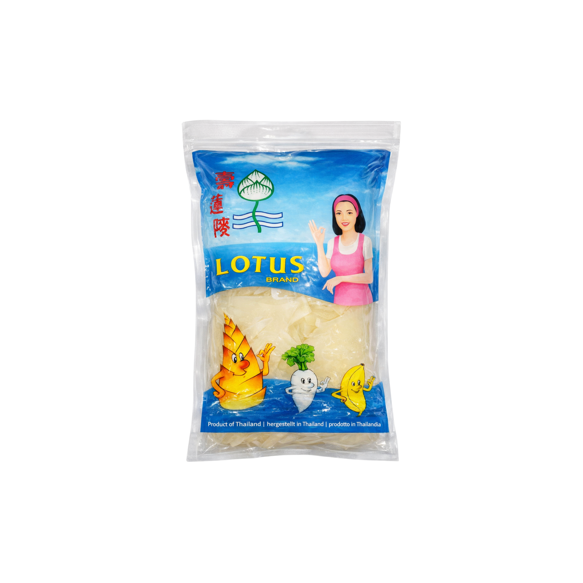 Lotus Brand Strimlede Bambusskud Sur 250 g – syltede sprøde bambustrimler fra Thailand til wok, curry og supper
