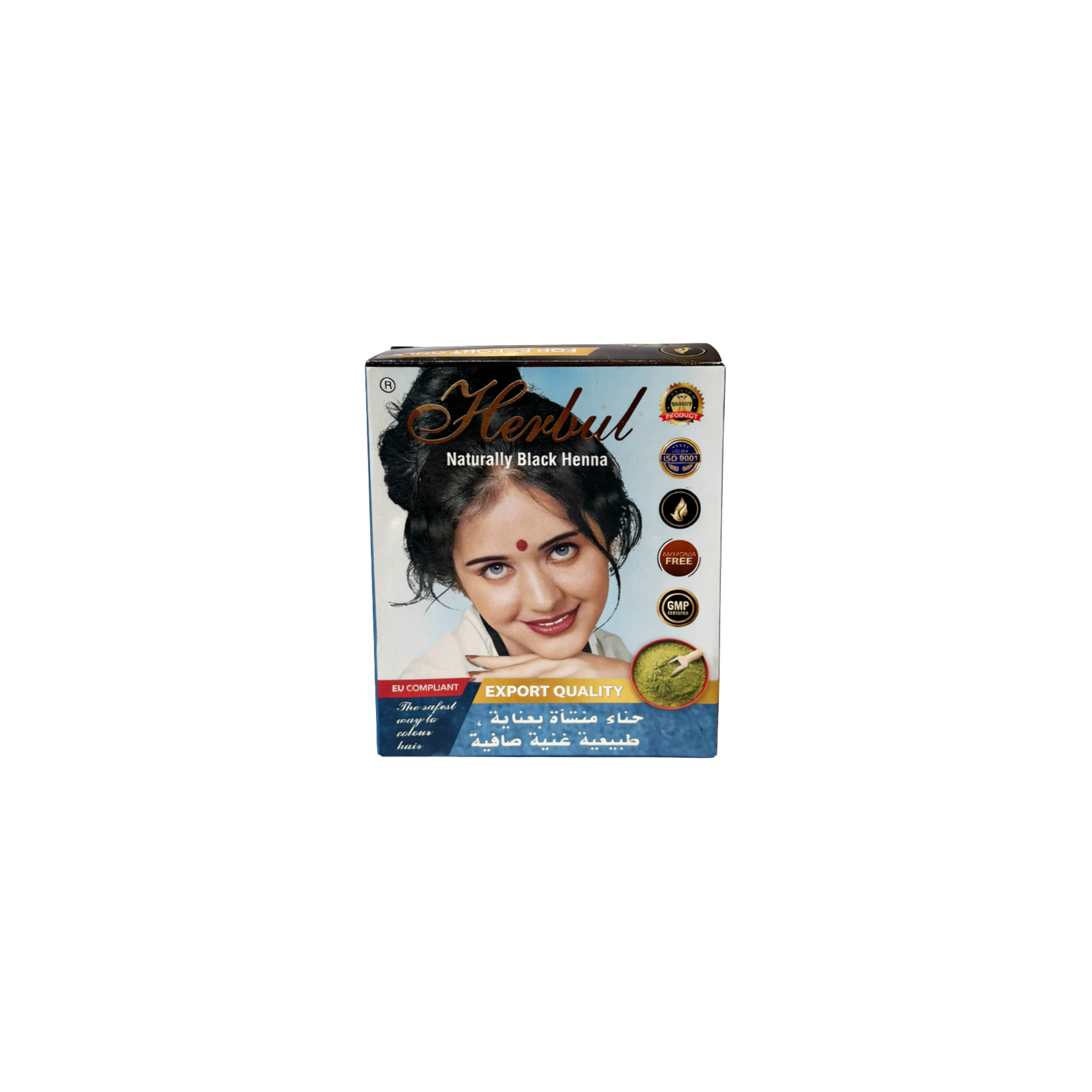 Herbul Naturally Black Henna 6 x 10 g – naturlig sort hennafarvning i æske