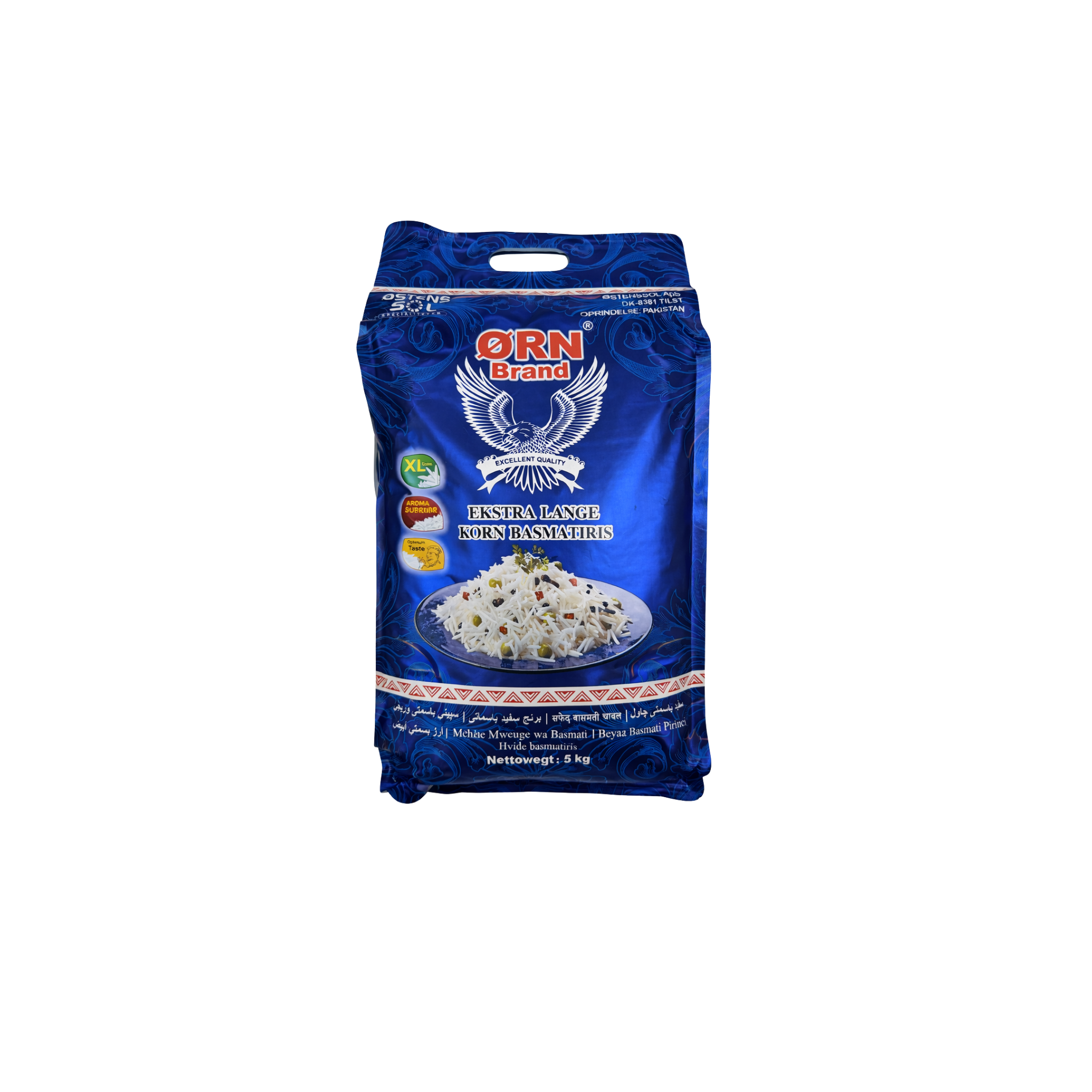 Ørn Brand Basmatiris Ekstra Lange Korn Poleret 5 kg – premium hvid basmatiris fra Pakistan til pilaf, biryani og persiske retter