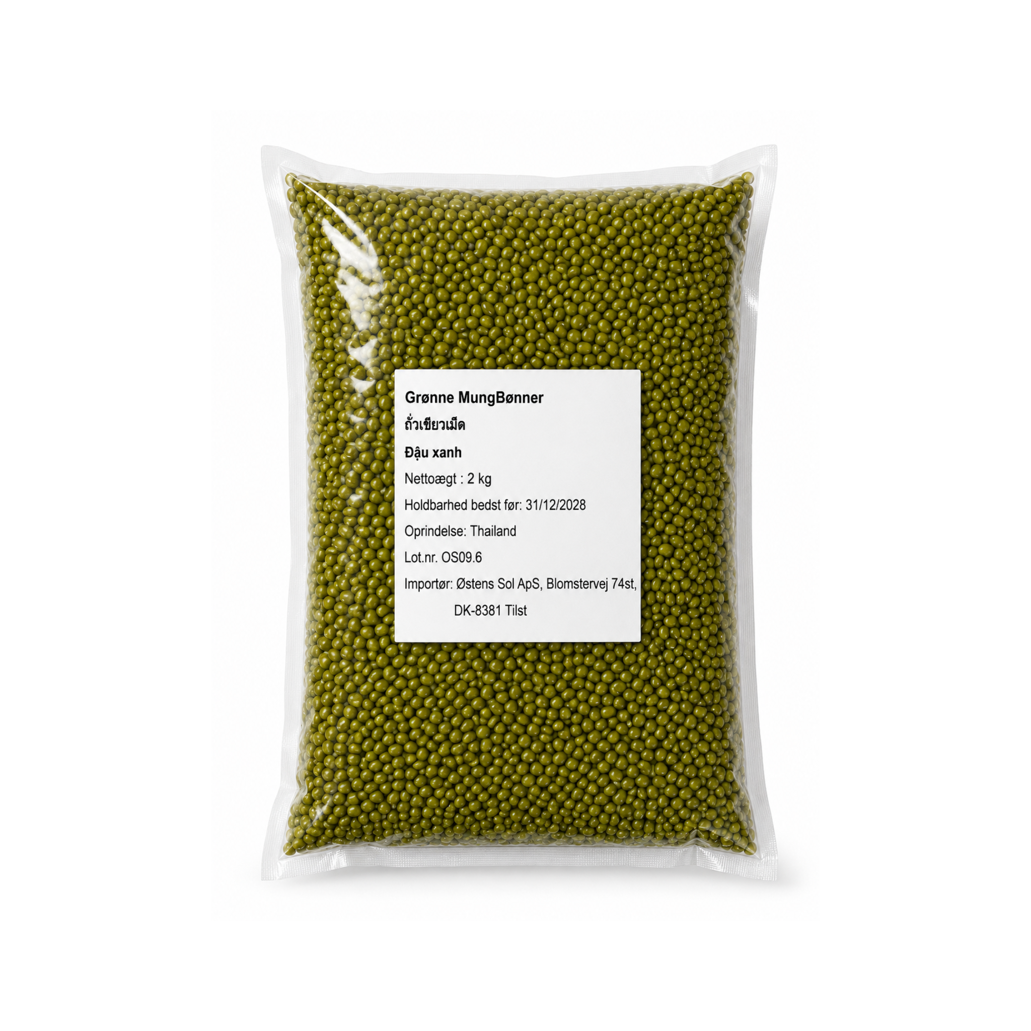 Østens Sol Grønne Mungbønner hele 2kg – mash / đậu xanh i klar pose