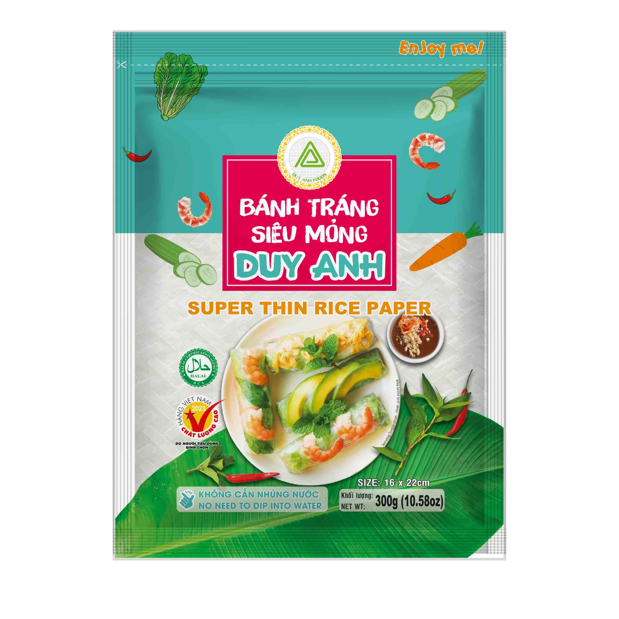 Duy Anh supertyndt rispapir Bánh Tráng Siêu Mỏng 300 g – vietnamesisk rispapir i turkis pose