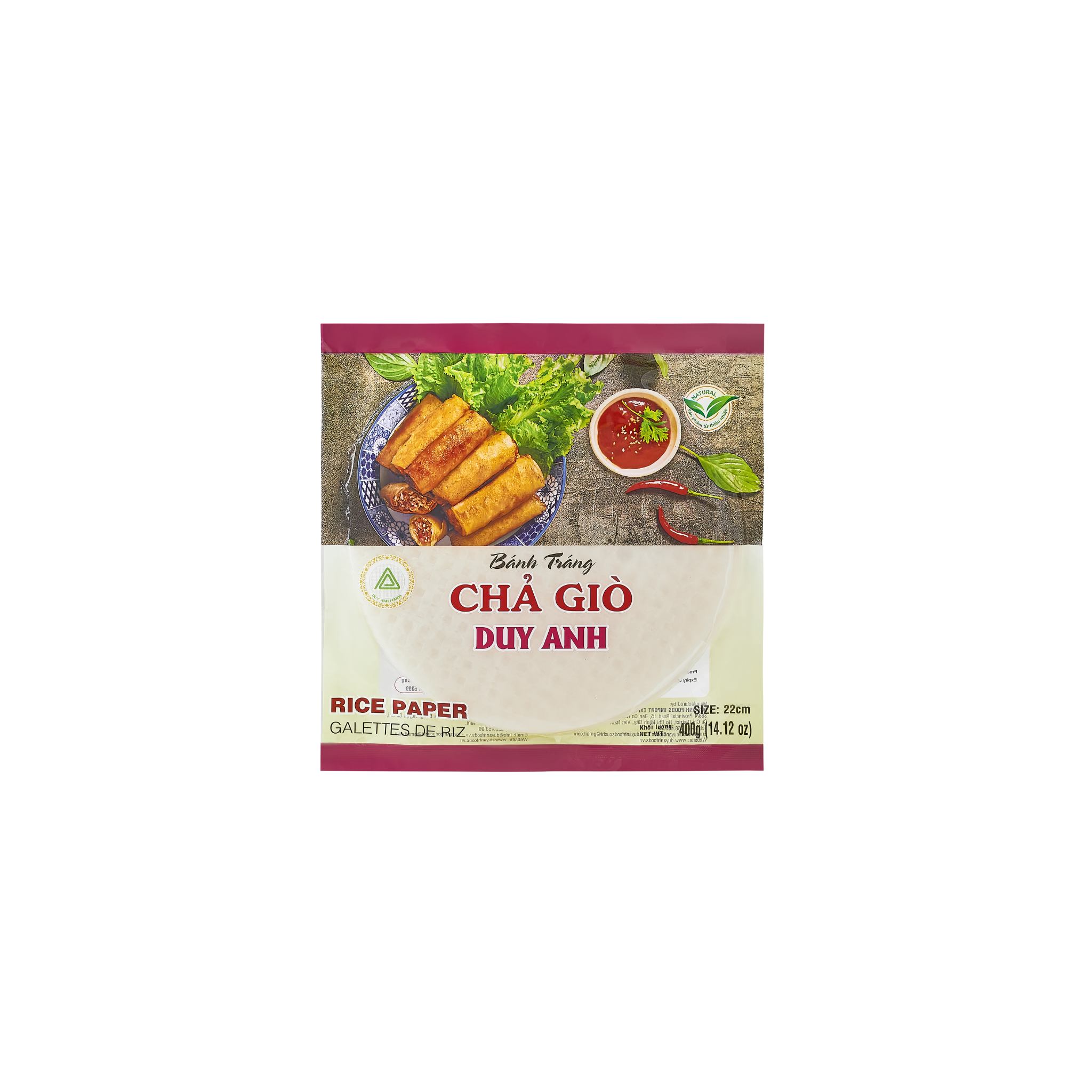 Rispapir til Forårsruller 22cm fra Duy Anh 400g – vietnamesiske bánh tráng til chả giò og gỏi cuốn
