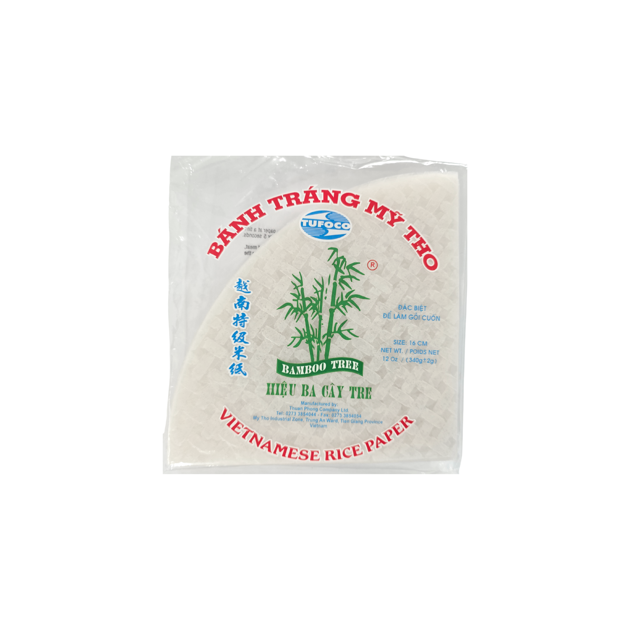 Bamboo Tree Rispapir Trekant 16 cm 340 g – vietnamesisk rispapir til summer rolls i klar plastpose