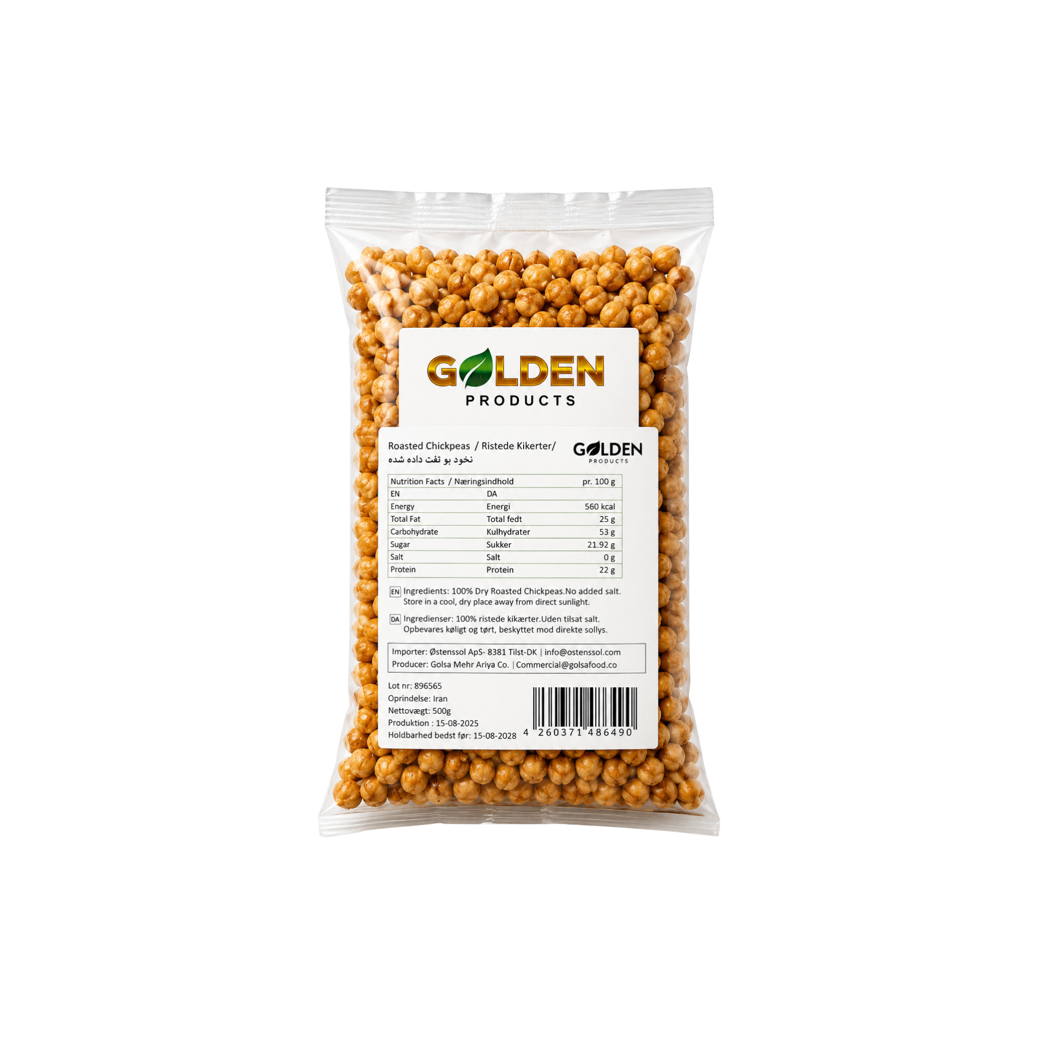 Golden Products Ristede Kikærter Nokhodchi Do Atisheh 500 g – iranske tørristede kikærter i klar pose