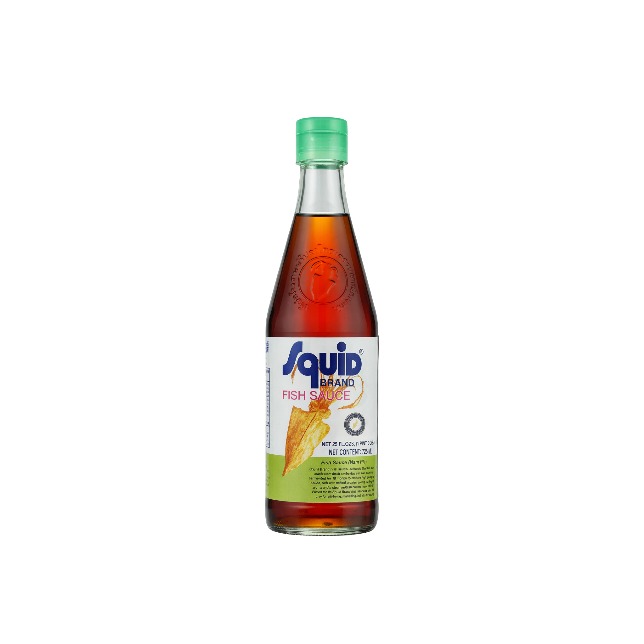 Squid Brand Fiskesauce 725 ml – autentisk thai Nam Pla fermenteret i 18 måneder til wok, marinader og dipsaucer