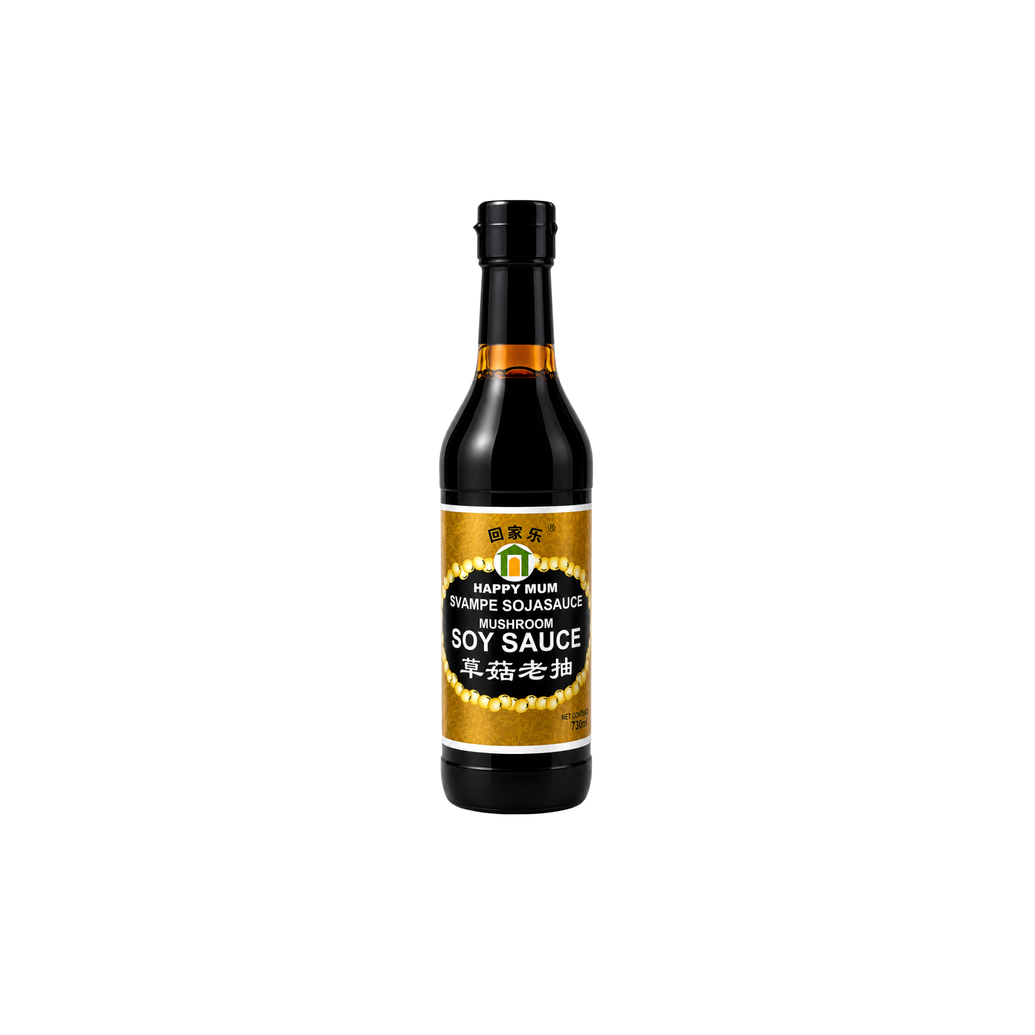 Happy Mum Svampe Sojasauce Mushroom Soy Sauce 730 ml – kinesisk mørk sojasauce med svampeekstrakt i sort flaske