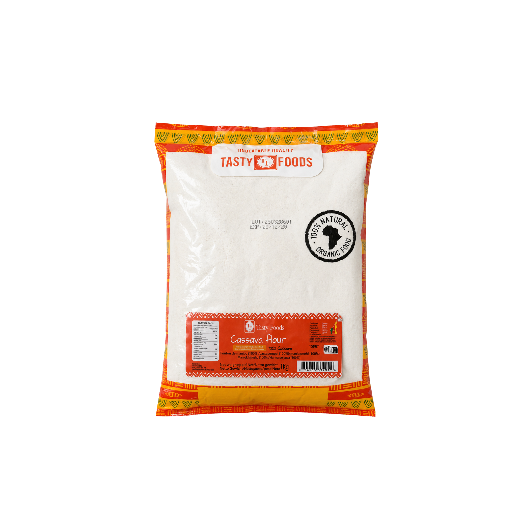 Tasty Foods Cassavamel 1kg – afrikansk maniokmel til fufu og glutenfri bagning
