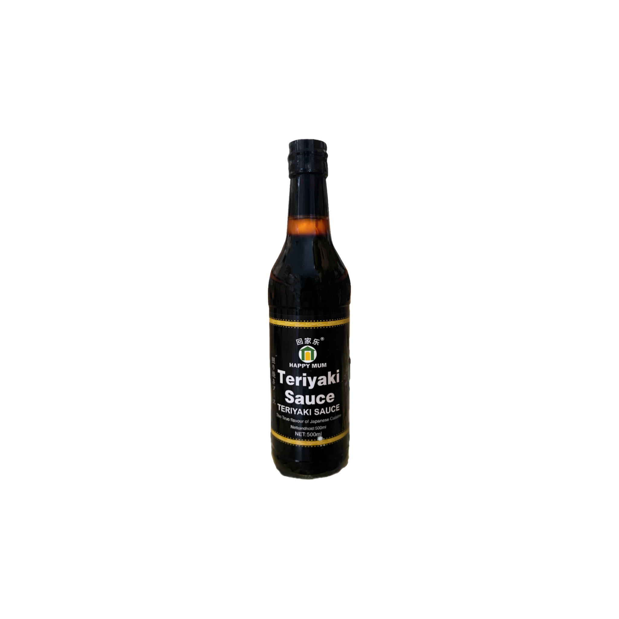 Happy Mum teriyakisauce 500 ml – kinesisk teriyaki sauce i sort glasflaske