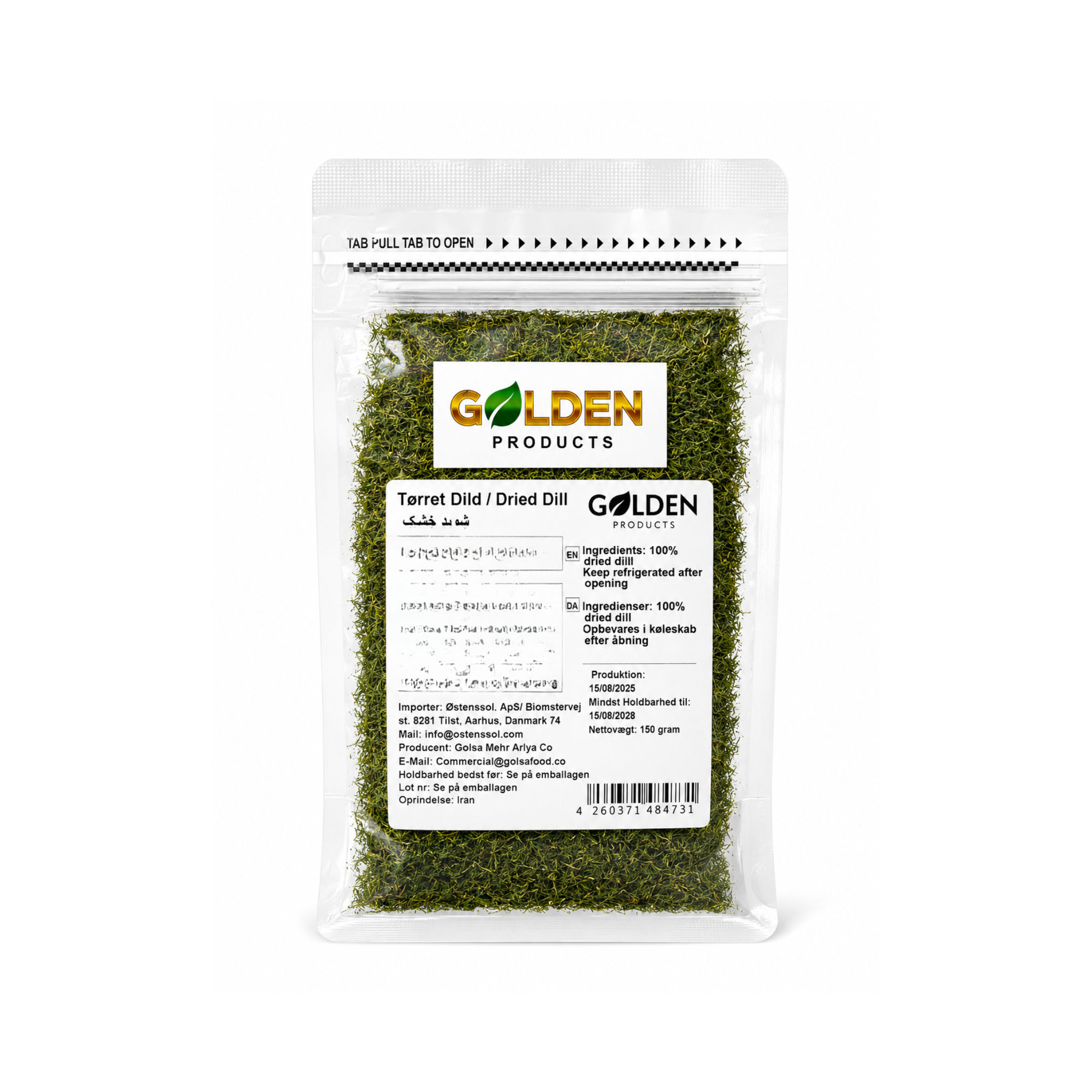 Golden Products Tørret Dild Shevid 150 g – aromatisk iransk tørret dild i genlukkelig pose