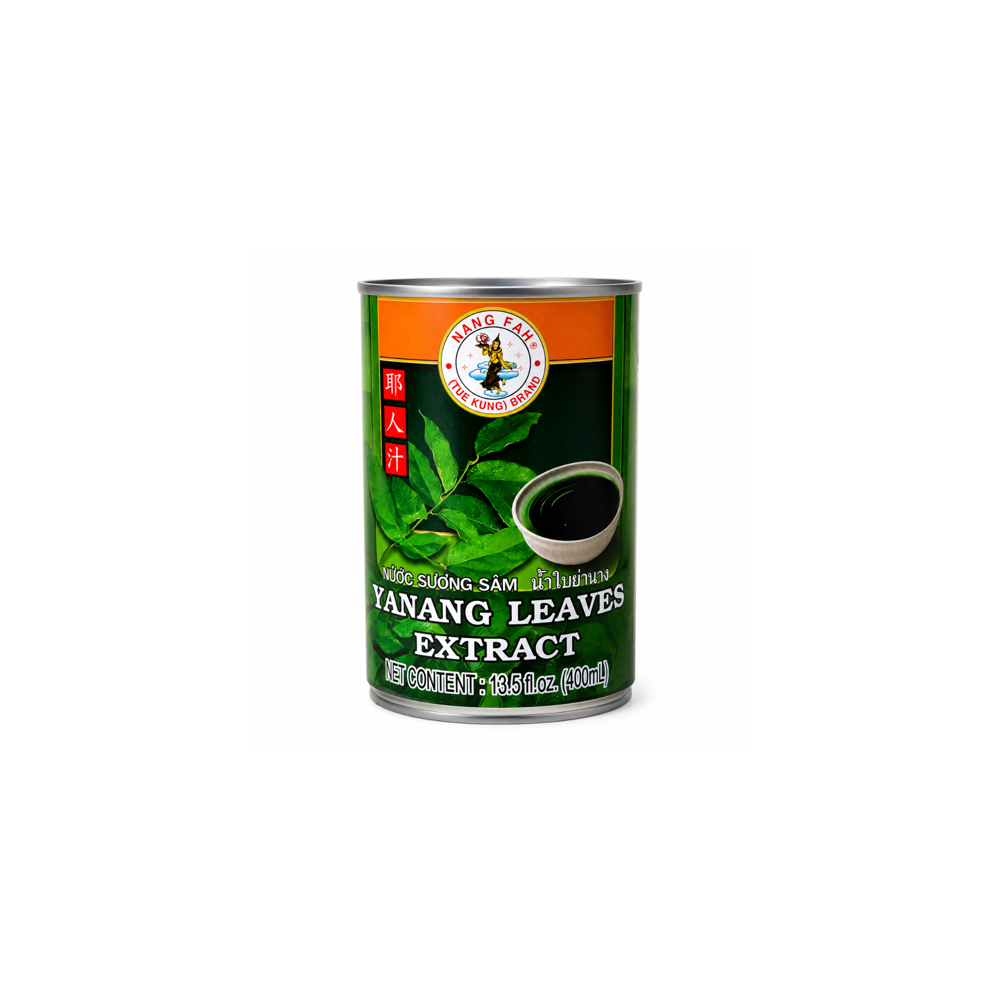 Nang Fah Yanangblade-Ekstrakt 400 ml – thailandsk yanang juice i grøn dåse med bladmotiv